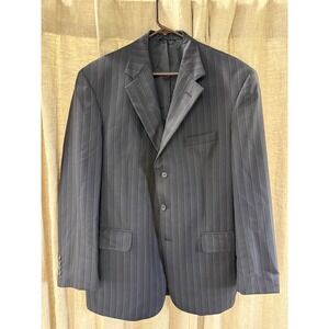 Jerome Fabrics Custom Tailored Pinstripe Blazer Grey Woven in England 3-Button